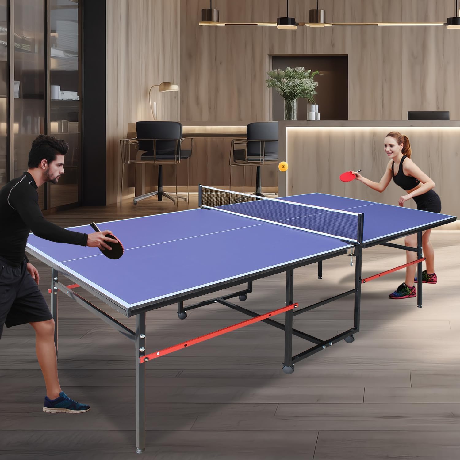 8 ft Portable Ping Pong Table， - Table Tennis Net Set review and price